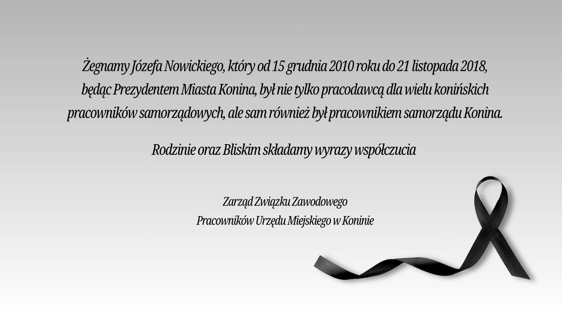 Kondolencje - Józef Nowicki